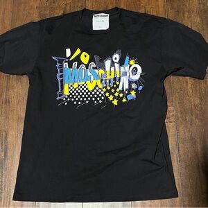 Moschino Black Logo Tee with Chest Graphic